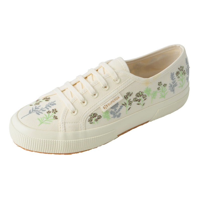 2750 オーガニックフラワーズ エンブロイダリ―｜ORGANIC FLOWERS EMBROIDERY（WHITE  AVORIO-GREEN-CHOCOLATE）