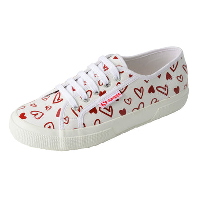 2750 ヴィーガンマテリアル キュートハートプリント｜VEGAN MATERIAL CUTE HEARTS PRINT（WHITE-RED HEARTS）