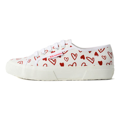 2750 ヴィーガンマテリアル キュートハートプリント｜VEGAN MATERIAL CUTE HEARTS PRINT（WHITE-RED HEARTS）