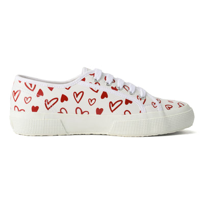 2750 ヴィーガンマテリアル キュートハートプリント｜VEGAN MATERIAL CUTE HEARTS PRINT（WHITE-RED HEARTS）