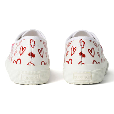 2750 ヴィーガンマテリアル キュートハートプリント｜VEGAN MATERIAL CUTE HEARTS PRINT（WHITE-RED HEARTS）