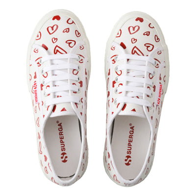 2750 ヴィーガンマテリアル キュートハートプリント｜VEGAN MATERIAL CUTE HEARTS PRINT（WHITE-RED HEARTS）