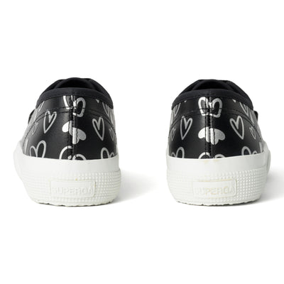 2750 ヴィーガンマテリアル キュートハートプリント｜VEGAN MATERIAL CUTE HEARTS PRINT（BLACK-SILVER HEARTS）