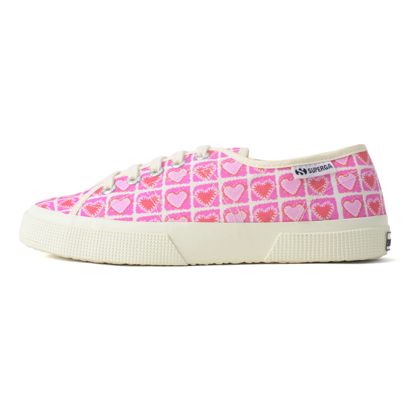 3750 ハートクロシェプリント レッジェーラ｜HEART CROCHET PRINT LEGGERA（PINK-BEIGE-CORAL）