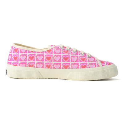 3750 ハートクロシェプリント レッジェーラ｜HEART CROCHET PRINT LEGGERA（PINK-BEIGE-CORAL）