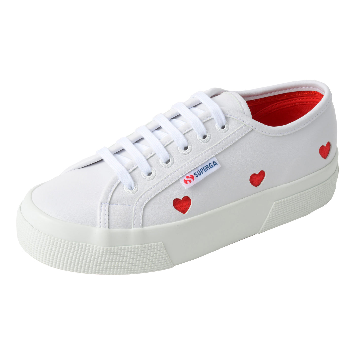 3740 プラットフォーム ハート ヴィーガンマテリアル レッジェーラ｜PLATFORM HEARTS VEGAN MATERIAL LEGGERA（WHITE-RED）